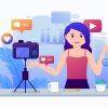 Influencer Recording New Video Concept – Content Creator Vector Illustration