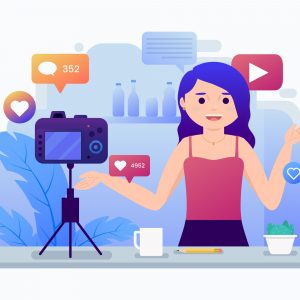 Influencer Recording New Video Concept – Content Creator Vector Illustration
