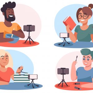 Hand-Drawn Flat Design Bloggers – Content Creator & Influencer Vector Illustration